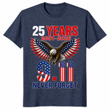 9/11 25th anniversary shirt in heather navy