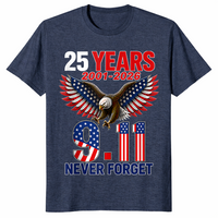 9/11 25th anniversary shirt in heather navy