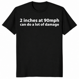 90 mph damage shirt in black, front view