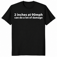 90 mph damage shirt in black, front view