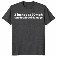 90 mph damage shirt in dark heather grey, front view