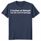 90 mph damage shirt in heather navy, front view