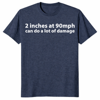 90 mph damage shirt in heather navy, front view
