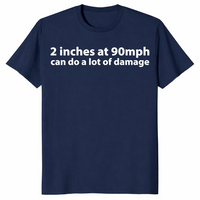 90 mph damage shirt in navy, front view