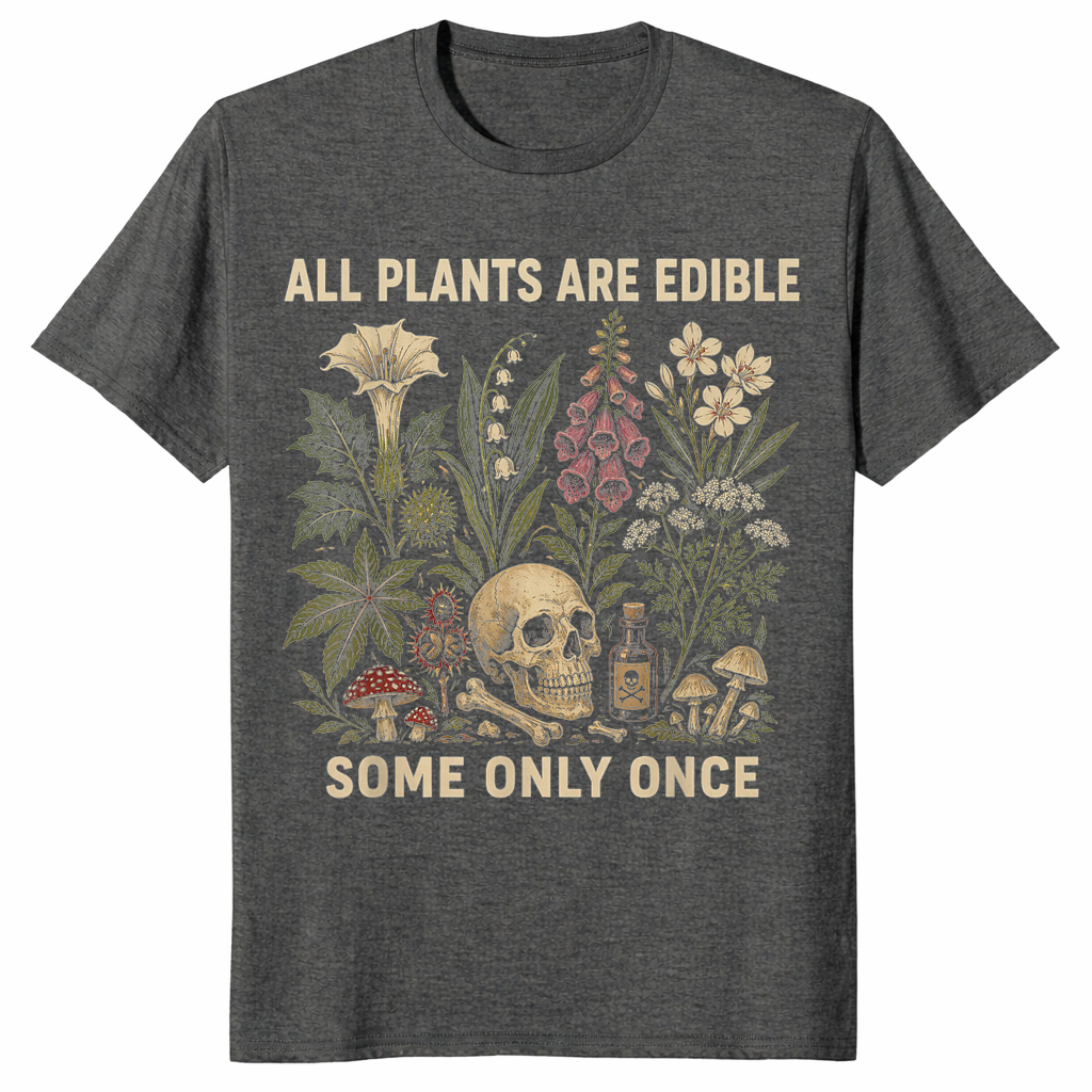 All Plants Are Edible T-Shirt in Dark Heather