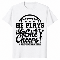 He Plays She Cheers T-Shirt in White