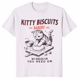 Kitty Biscuits Bakery T-Shirt | Funny Cat Kneading Meme Gift Tee | Cuccico