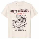 Kitty Biscuits Bakery T-Shirt | Funny Cat Kneading Meme Gift Tee | Cuccico