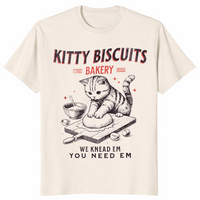 Kitty Biscuits Bakery T-Shirt | Funny Cat Kneading Meme Gift Tee | Cuccico