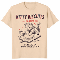 Kitty Biscuits Bakery T-Shirt | Funny Cat Kneading Meme Gift Tee | Cuccico