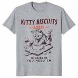 Kitty Biscuits Bakery T-Shirt | Funny Cat Kneading Meme Gift Tee | Cuccico