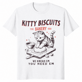 Kitty Biscuits Bakery T-Shirt | Funny Cat Kneading Meme Gift Tee | Cuccico
