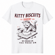 Kitty Biscuits Bakery T-Shirt | Funny Cat Kneading Meme Gift Tee | Cuccico