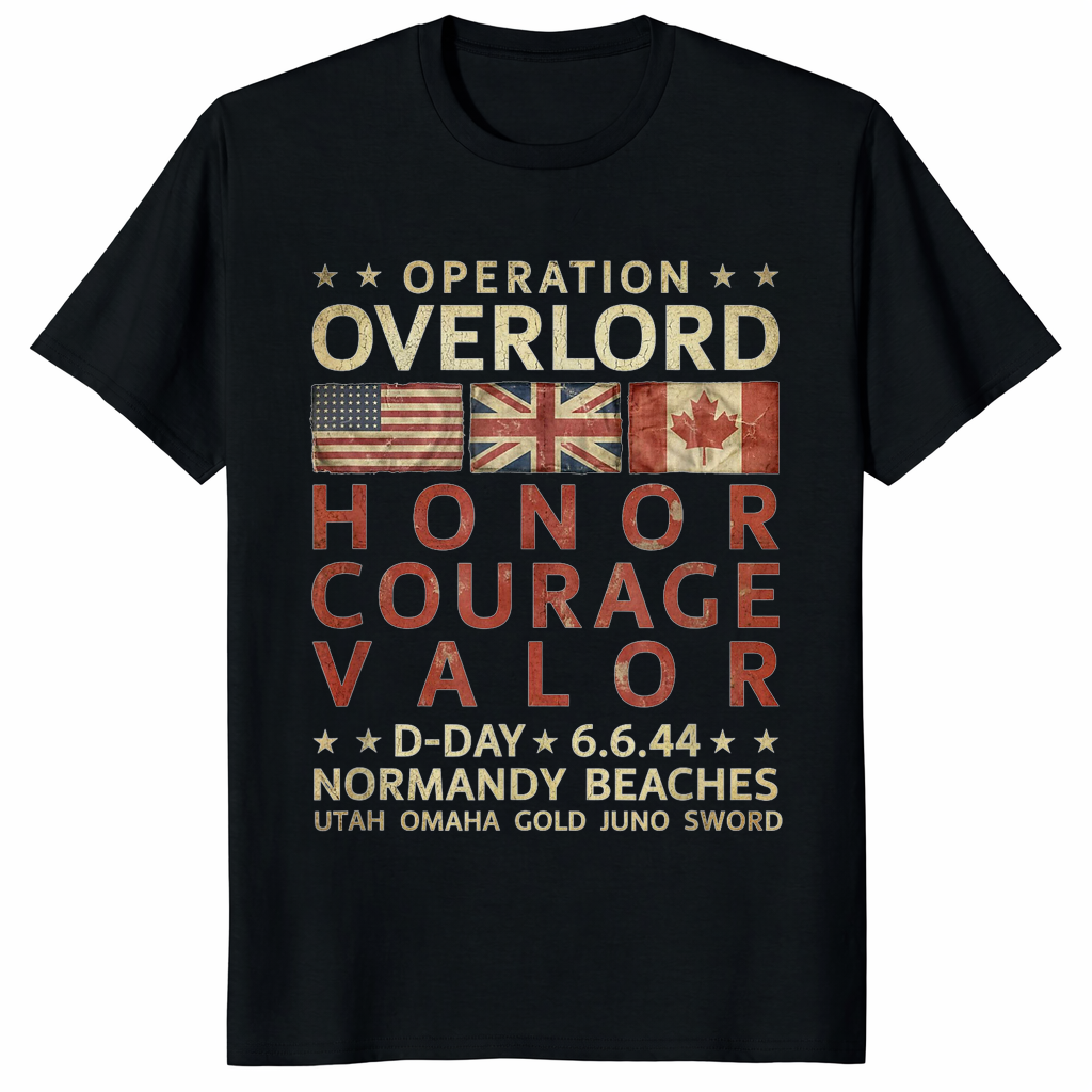 Day shirt blackOperation Overlord D-Day shirt in black – honor courage valor WWII tee