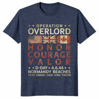 Operation Overlord D-Day shirt in heather navy – honor courage valor WWII tee