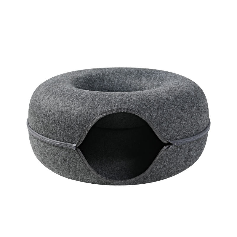 Premium Donut Cat Bed & Interactive Cat Tunnel Combo - YourCatBackpack.Co