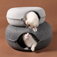 Premium Donut Cat Bed & Interactive Cat Tunnel Combo - YourCatBackpack.Co