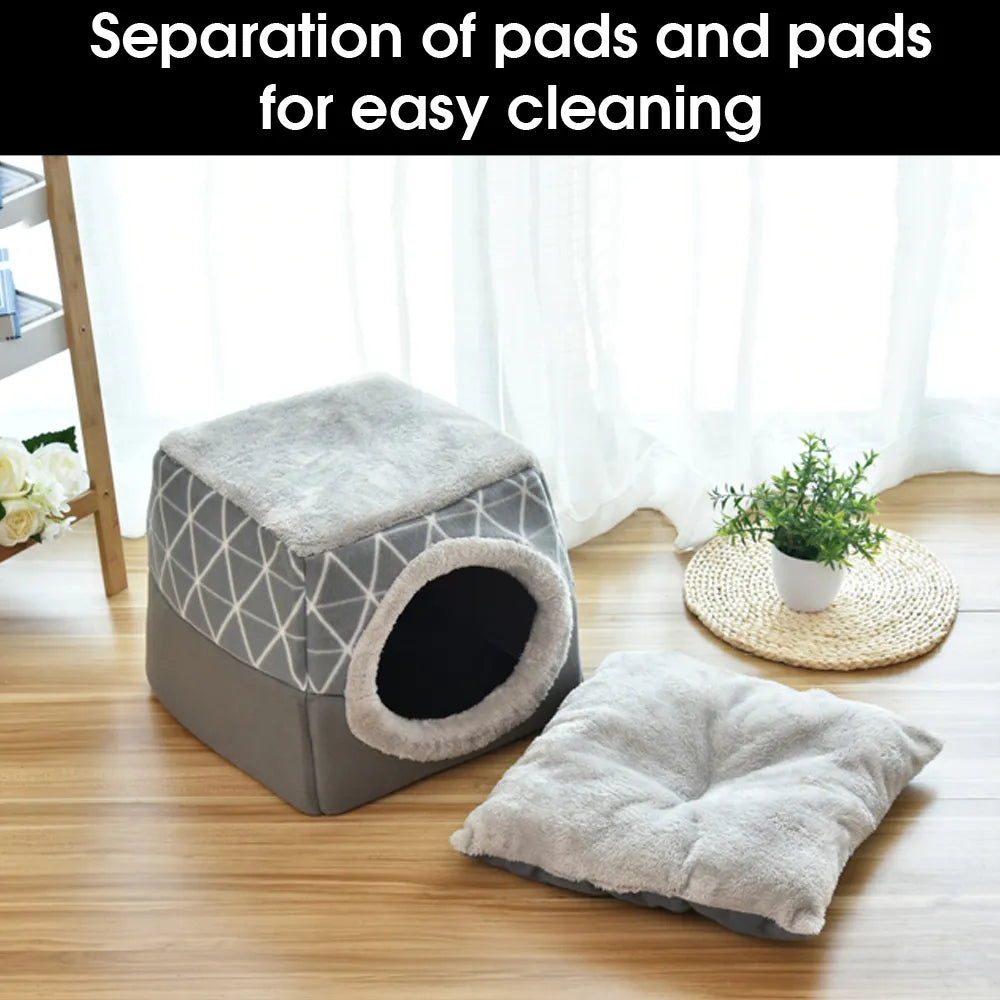 3-in-1 Warm Pet Dog Cat Bed – Cozy Nest and Sleeping Pad for Winter Comfort