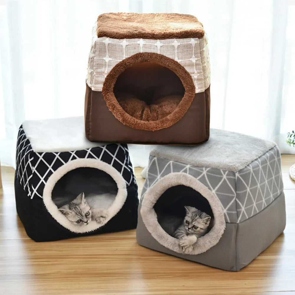 3-in-1 Warm Pet Dog Cat Bed – Cozy Nest and Sleeping Pad for Winter Comfort