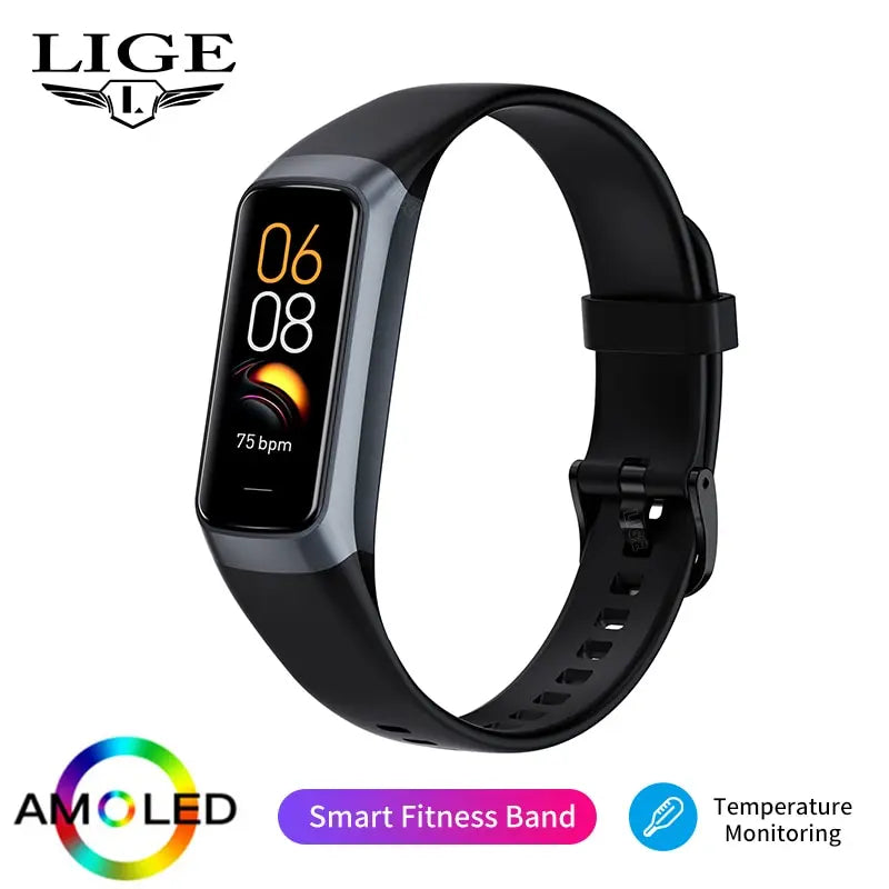 LIGE AMOLED Smartwatch: Fitness Tracker & Heart Rate Monitor