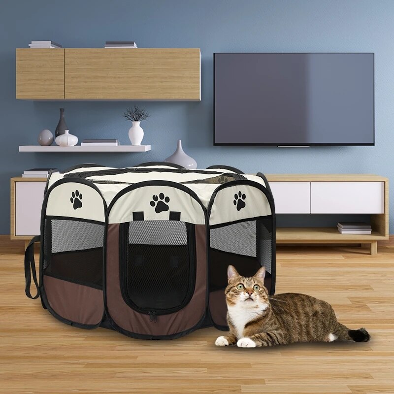Portable Octagonal Cat Tent - Safe & Cozy Pet Playpens - YourCatBackpack.Co