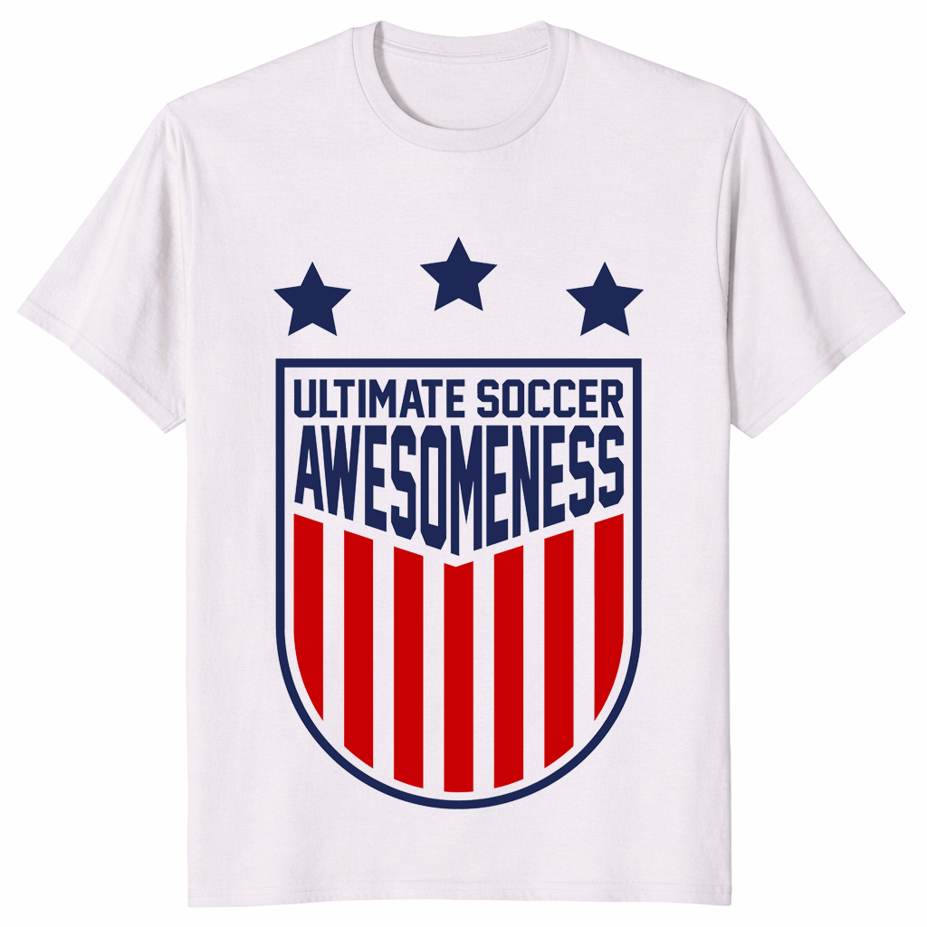 Ultimate soccer awesomeness shirt in ice grey – funny soccer fan graphic tee