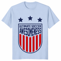 Ultimate soccer awesomeness shirt in light blue – funny soccer fan graphic tee