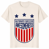 Ultimate soccer awesomeness shirt in natural – funny soccer fan graphic tee