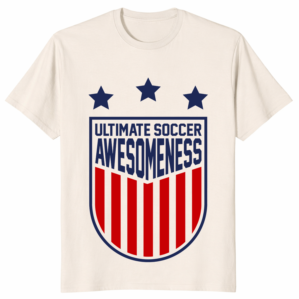 Ultimate soccer awesomeness shirt in natural – funny soccer fan graphic tee