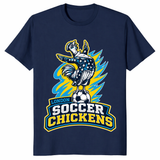 Ultimate soccer awesomeness shirt in navy – funny soccer fan graphic tee