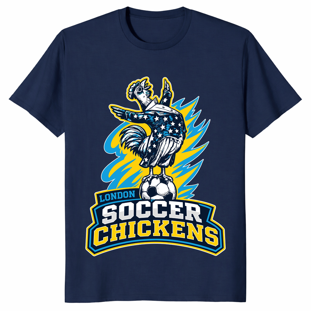 Ultimate soccer awesomeness shirt in navy – funny soccer fan graphic tee