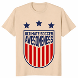 Ultimate soccer awesomeness shirt in sand – funny soccer fan graphic tee