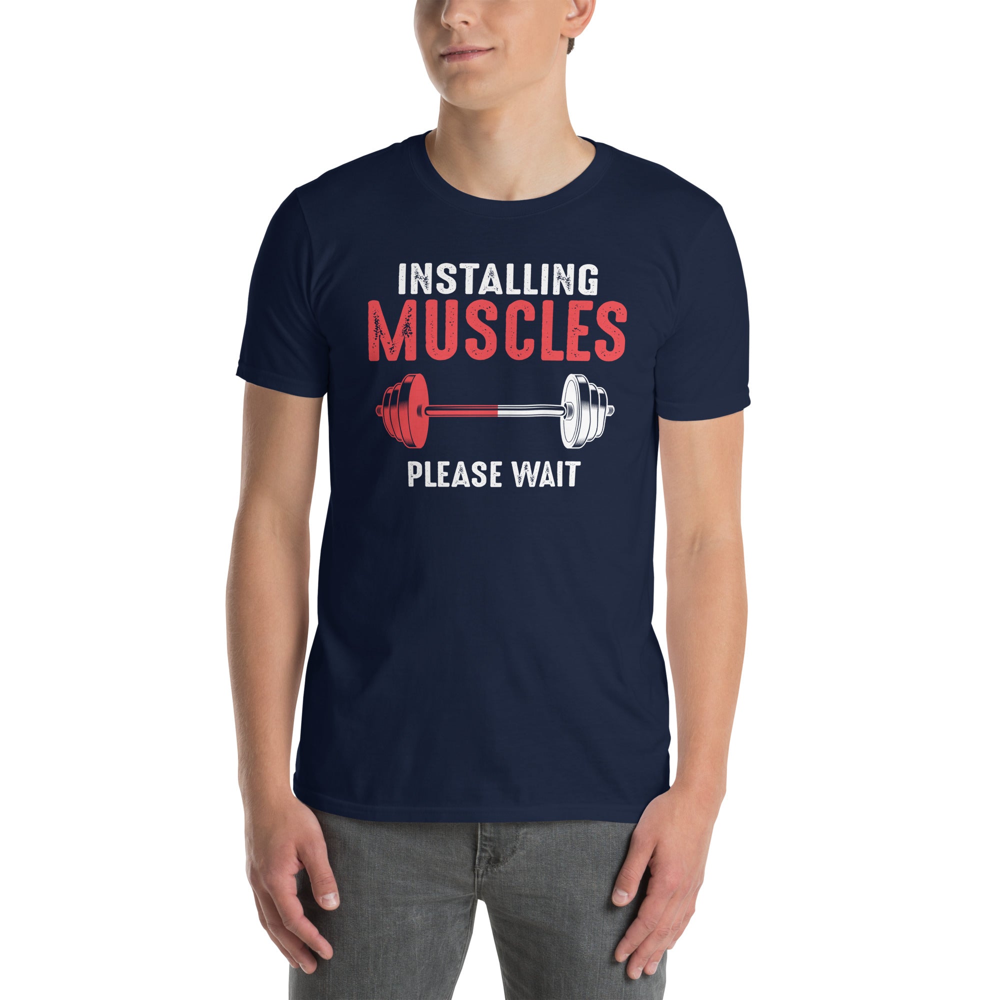 Funny Workout T-Shirt | Gym Shirt Installing Muscles Gift - Cuccico Design