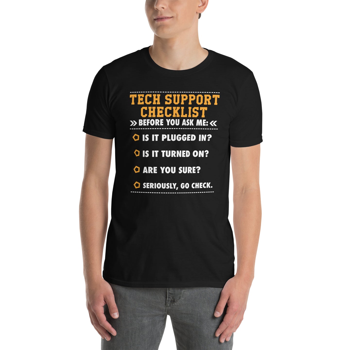 Tech Support T-Shirt - Funny IT Checklist Unisex Tee - Cuccico Design