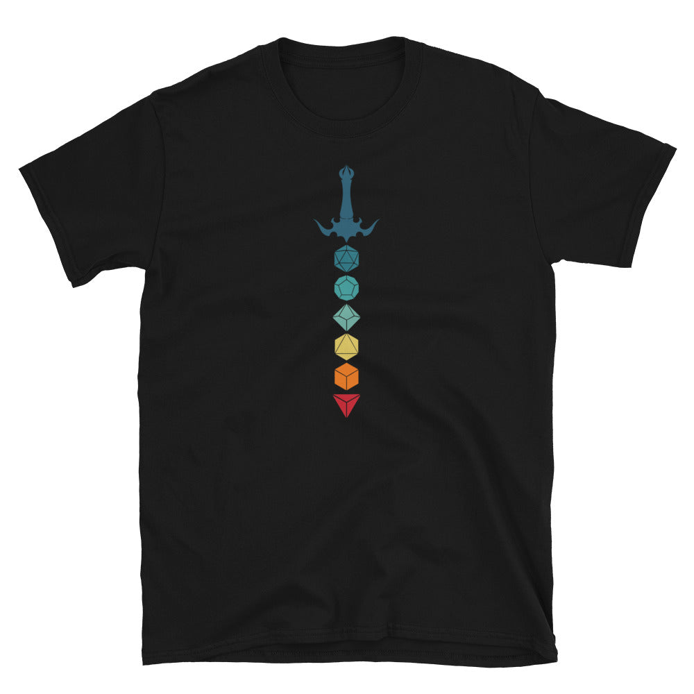 D20 T-Shirt - Retro Gaming Dice & Sword Design - Cuccico Design