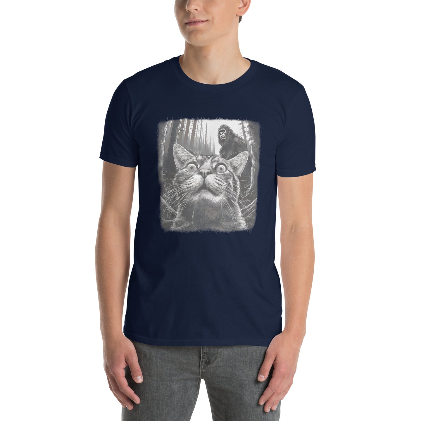 Bigfoot Cat Selfie T-Shirt - Funny Sasquatch Graphic Tee - Cuccico Design