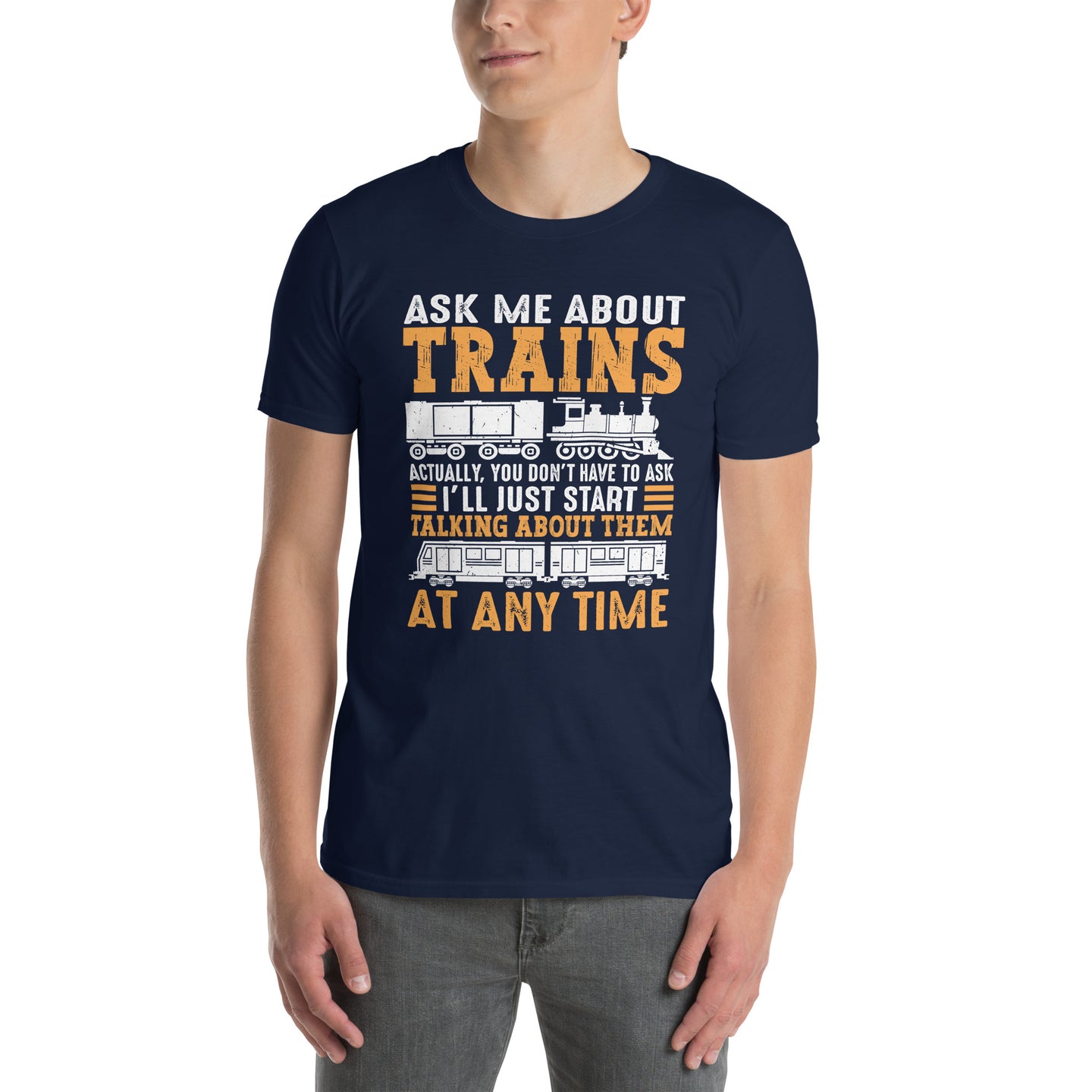 Ask Me About Trains Funny Train & Railroad T-Shirt - Cuccico Design