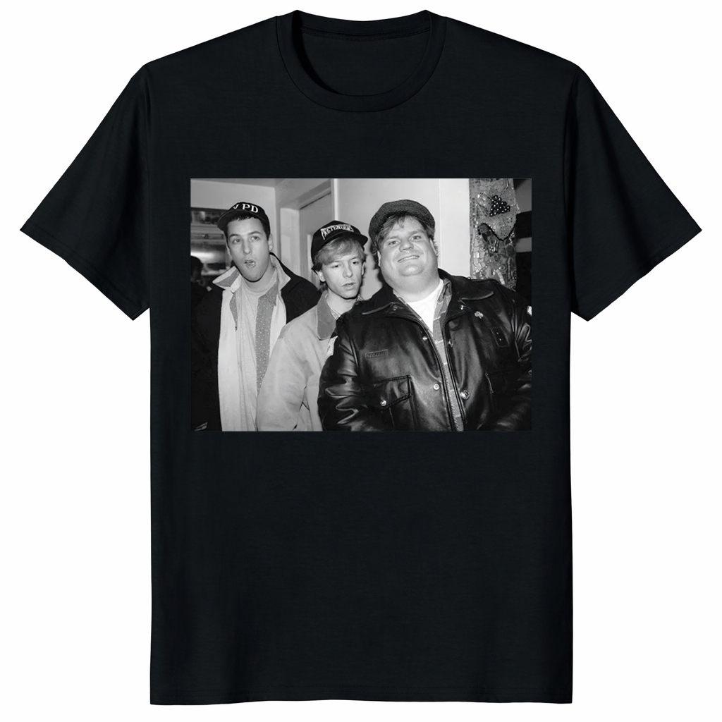 Adam Sandler Chris Farley David Spade Shirt featuring a vintage 90s SNL cast photo