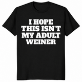 Adult weiner shirt in black, funny adulting pun tee