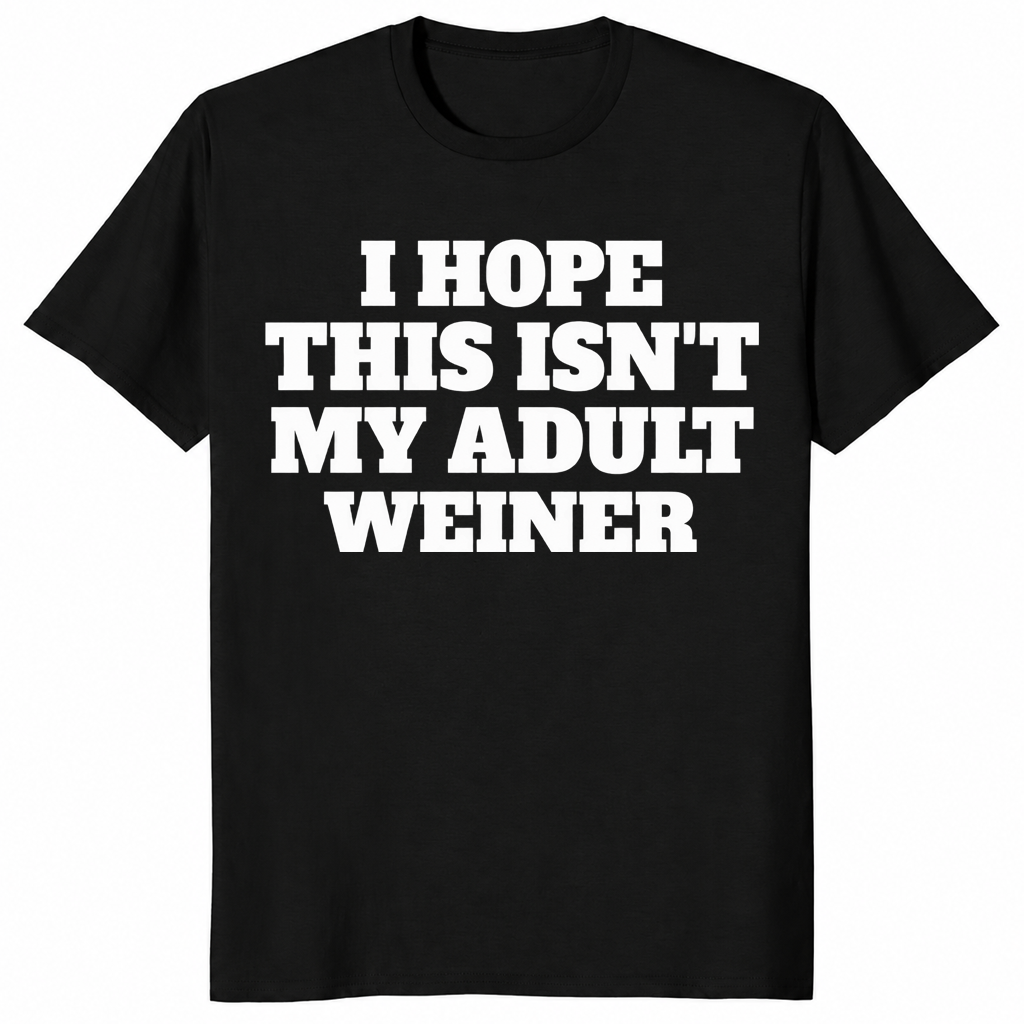 Adult weiner shirt in black, funny adulting pun tee