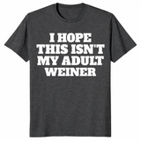 Adult weiner shirt in dark heather grey, funny adulting pun tee