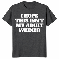 Adult weiner shirt in dark heather grey, funny adulting pun tee