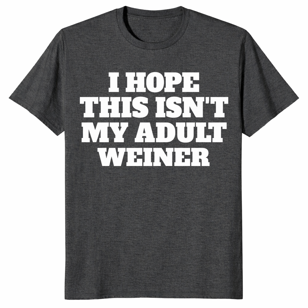 Adult weiner shirt in dark heather grey, funny adulting pun tee