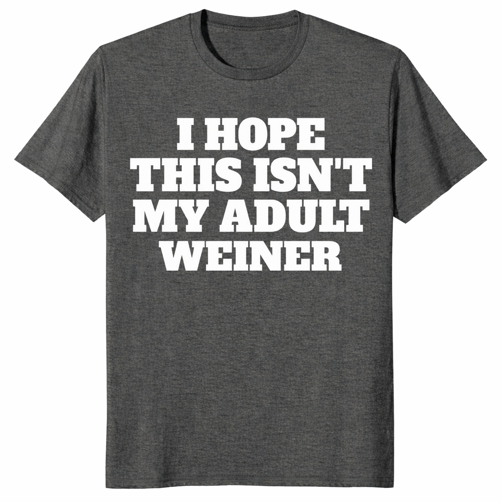 Adult weiner shirt in dark heather, funny adulting pun tee