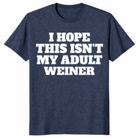 Adult weiner shirt in heather navy, funny adulting pun tee
