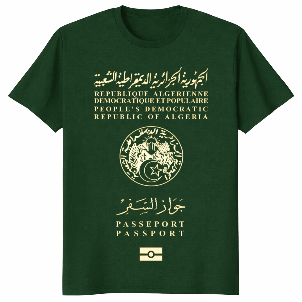 Algerian Republic Passport T-shirt with passport graphic