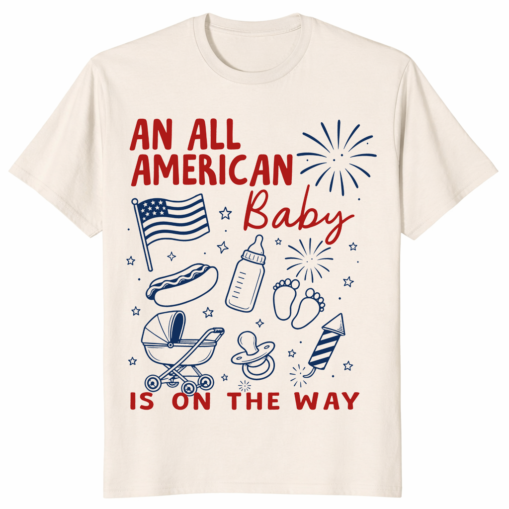 An All American Is On The Way Shirt | 4th Of July Pregnancy Tee | Cuccico