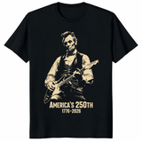 America 250th Anniversary Shirt in Black - Lincoln Guitar Patriotic Tee