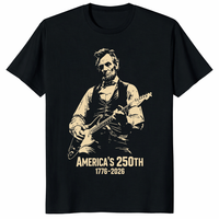 America 250th Anniversary Shirt in Black - Lincoln Guitar Patriotic Tee