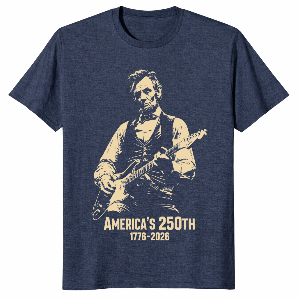 America 250th Anniversary Shirt in Heather Navy - July 4th 2026 Tee